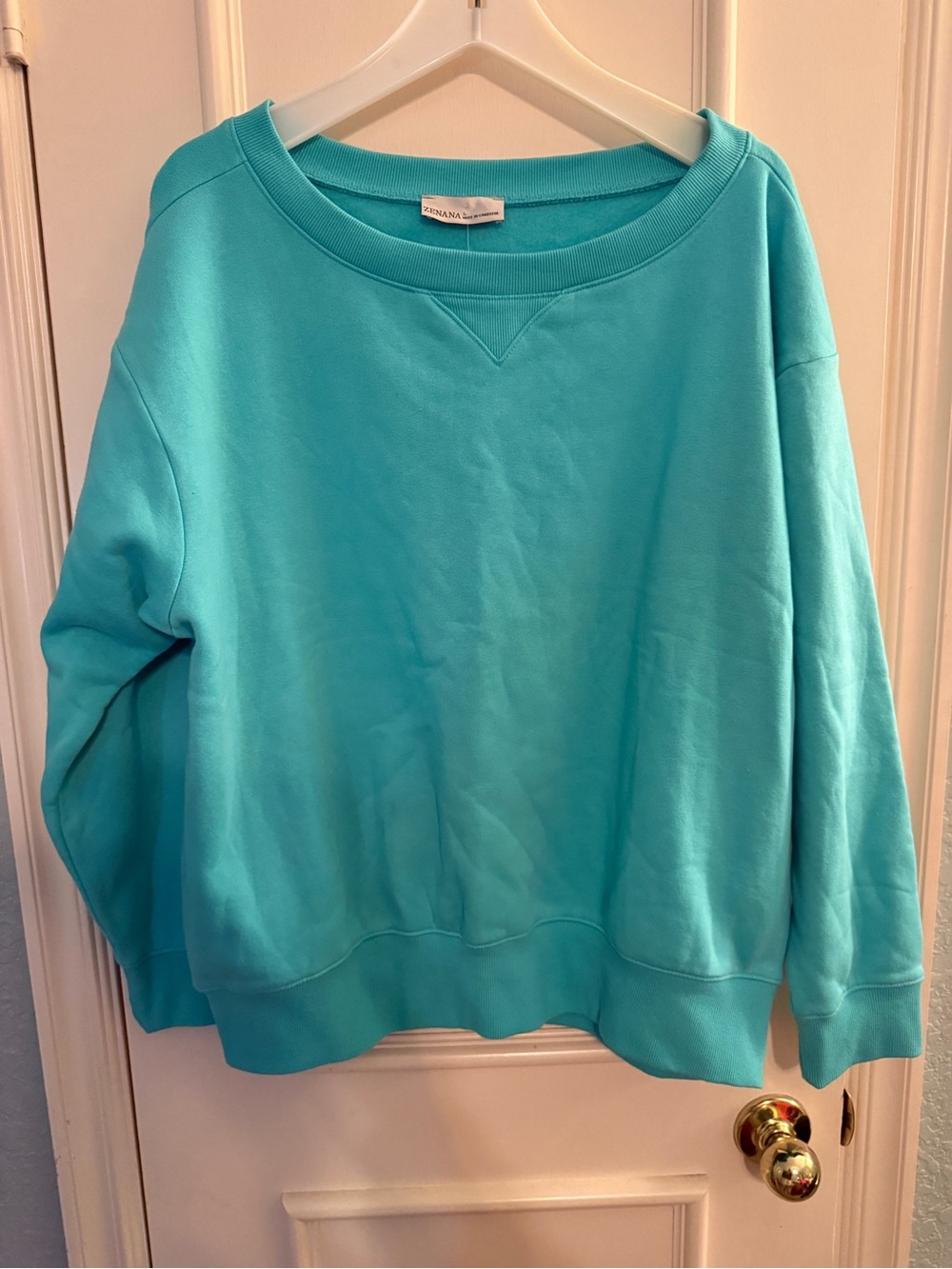 Zenana Outfitters Teal Crewneck Sweatshirt - Picture 2 of 3